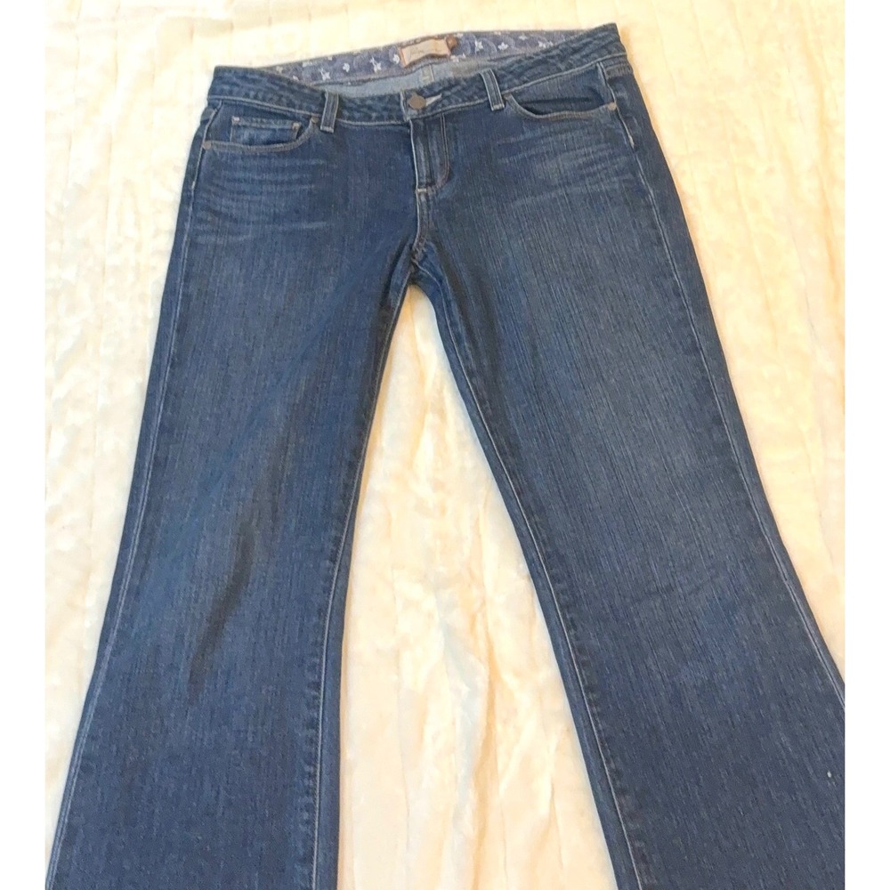 Paige Premium Denim Womens Dark Wash Bootcut Jeans Blue Size 31 Stretch Low Rise - Picture 9 of 16